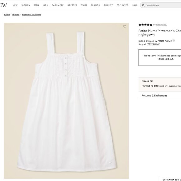 Petite Plume 100% Cotton Chemise for JCrew - Picture 3 of 8